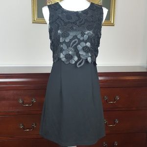 Forever 21 Floral Leather Lace Black Sheath Dress